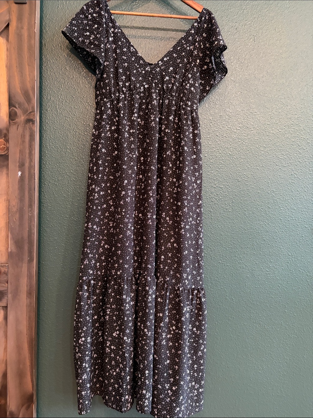 Target Black Maxi Dress with White Floral Print